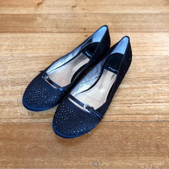 Baldan Shoes - Baldan Venezia black satin and leather studded ballet flats